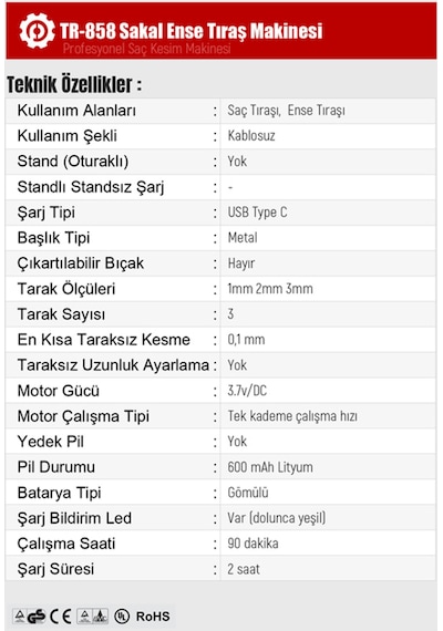 Powertec TR-858 Saç ve Sakal Kesme Makinesi