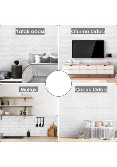 Taş Desenli Kendinden Yapışkanlı 3d Duvar Raf Kapı Kaplama Kağıdı 3 Metre Çok Renkli