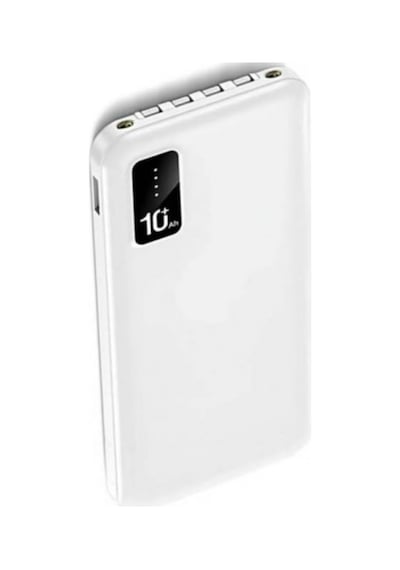 10.000 Mah Powerbank Dahili Çoklu Kablolu Taşınabilir Şarj Aleti Led Işıklı Güç Bankası Beyaz