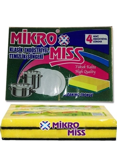 Mikromiss Endüstriyel Bulaşık Süngeri 4 Adet