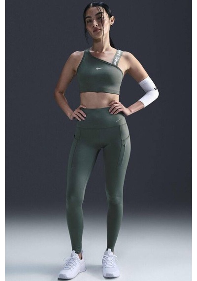 Nike Go Firm Support High Rise Full Length Kadın 6 Cepli Lazer Kesim Antreman Taytı Koyu Yeşil Koyu Yeşil