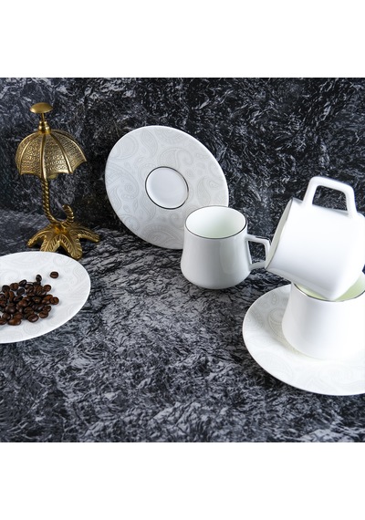 Evaliza Paisley White Double 6 Kişilik Kahve Fincan Takımı 130 Ml Çok Renkli