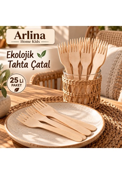 16 Cm Ekolojik Tahta Çatal 25 Li Ahşap