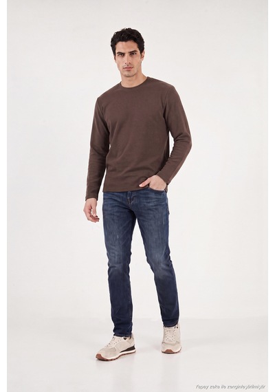 Buratti Pamuklu Bisiklet Yaka Normal Kalıp Basic Sweat Erkek Sweat 5905073 Kahve