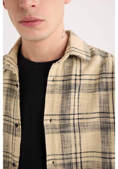 DeFacto %100 Pamuk Regular Fit Kareli Oduncu Flanel Uzun Kollu Gömlek D6727AX25SPBG540