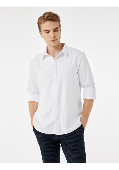 Koton Regular Fit Klasik Yaka Düğmeli Oxford Uzun Kollu Gömlek Beyaz 7wam60038hw