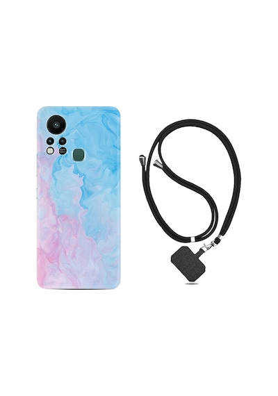 Infınıx Hot 11s Kılıf Ipli Boyun Askılı Desenli Silikon Pink Blue Abstract 1385