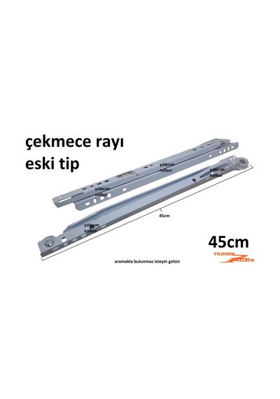 Çekmece Rayı Eski Tip Beyaz 45 Cm Makaralı Çekmece Kızak Uzun Boy