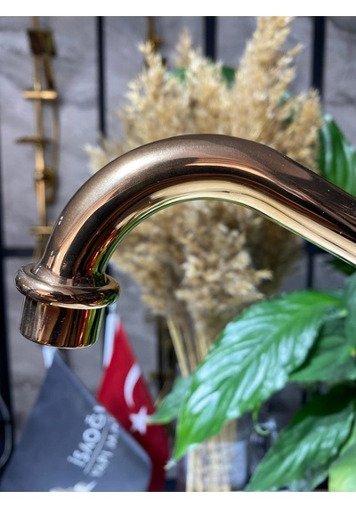 İsaoğlu Yapı Bakır Mutfak Bataryası Bronz Rustik Musluk Vintage Model Evye Musluğu Bakır
