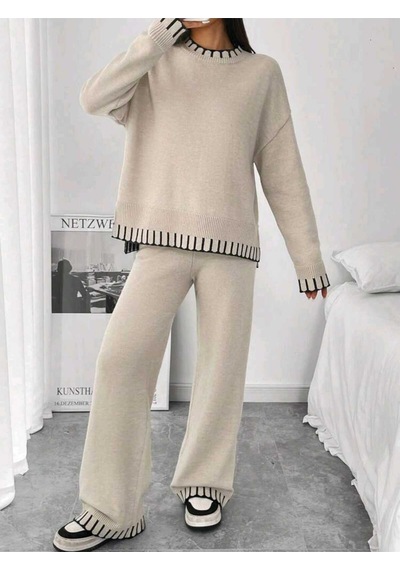 Sayzen Your Shine Yirtmaçli Kazak Pantolon Alt-üst Takim Sy-2510 Ekru