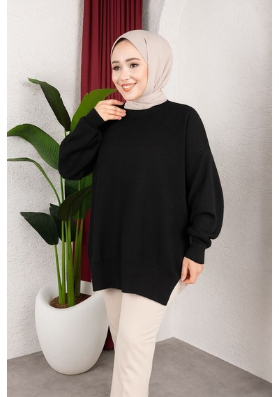 Hira Life Fashion Kadın Testtür Giyim Bisiklet Yaka Yırtmaçı Taşlı Ve Balon Kollu Oversize Şık Triko Tunik Siyah Siyah Hira Life Fashion Kadın Testtür Giyim Bisiklet Yaka Yırtmaçı Taşlı Ve Balon Kollu Oversize Şık Triko Tunik Siyah Siyah