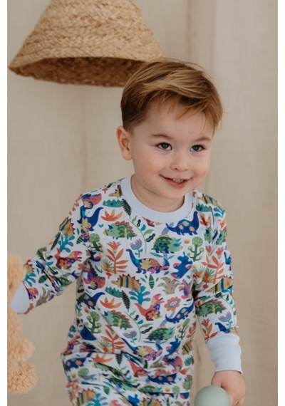 Oh La La Koala Dinozor Desenli Pijama Üst Mavi