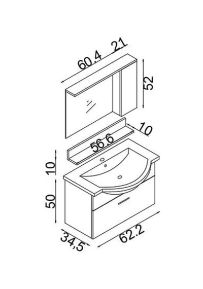 Tr Eko 65 Cm Mdf Banyo Dolabı Seti Beyaz Diğer