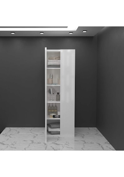 Çok Amaçlı Banyo Dolabı 5 Raflı Dolap 2 Kapaklı Düzenleyici Dolap Tlpd01S Beyaz
