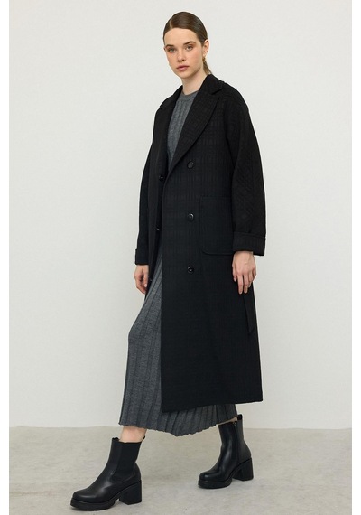 Olcay Torba Cepli Kendinden Desenli Oversize Limited Edition Kaban Siyah 3140