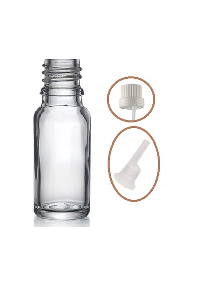 20ml Şeffaf Cam İçten Damlalıklı Şişe Beyaz Kapak, 24 Adet, Damlalıklı Şişe, Damlatmalı Şişe