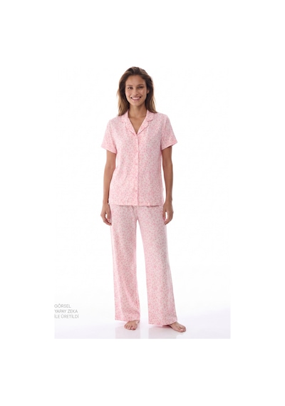Penti Pembe Pink Leopard Gömlek Pantolon Pijama Takımı Pk32