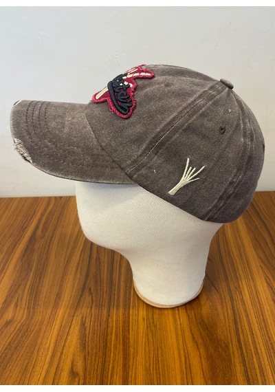 Rockstar Nakışlı Yıkamalı Eskitme Vintage Cap Şapka Kahverengi
