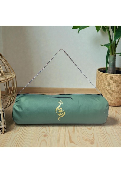 Su Geçirmez Om Baskılı Mat Taşıma Çantası Yoga Fitness Antrenman Çantası 2 Adet Mat Toplama Lastiği Yeşil