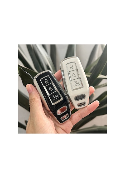 Audi A3 A4 A5 A6 A8 E-tron Q3 Q4 Q5 Q7 Q8 S5 S6 E-tron Gt Gümüş Kenar Tpu Anahtar Kılıfı Beyaz