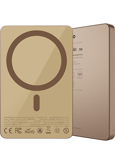Recci RP33 PD 20W Ultra İnce Led Göstergeli Hızlı Şarj Özellikli Wireless 15W 5000 mAh Powerbank