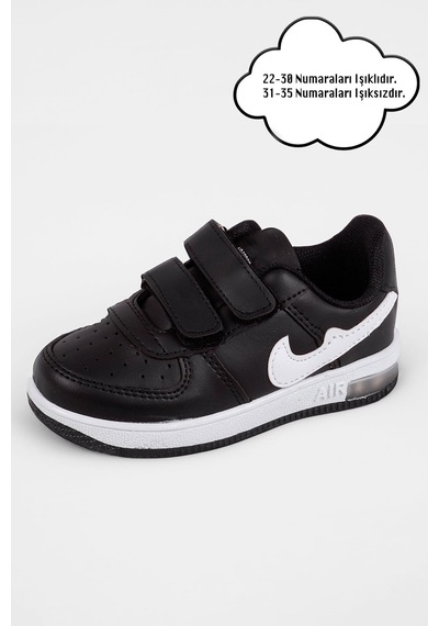 Nese Shoes Işıklı Çocuk Ortopedik Destekli Sneaker Siyah-beyaz