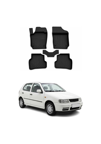 Volkswagen Polo 4 1999-2005 Uyumlu 4d Havuzlu Paspas Kauçuk Siyah 5 Parça