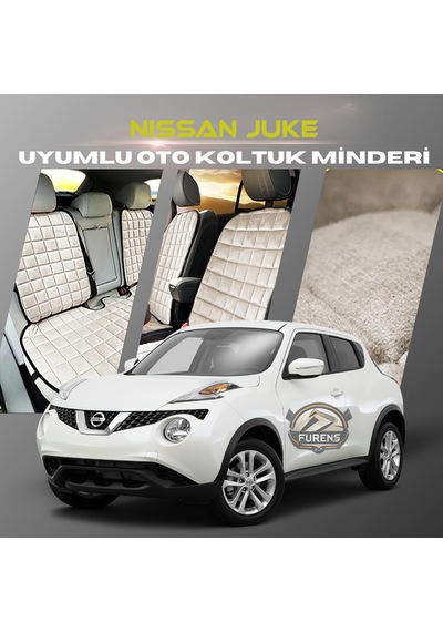 Nissan Juke Bej Renk Tay Tüyü Cepli & Terletmez Sırtlı Oto Koltuk Minder Seti - Koltuk Koruma Kılıfı Ön & Arka Tam Set