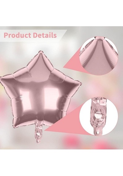 5 Li Yıldız Folyo Rose Gold Balon Süsleme Seti 18 Inç 45 Cm 5 Ade Karışık Renkli