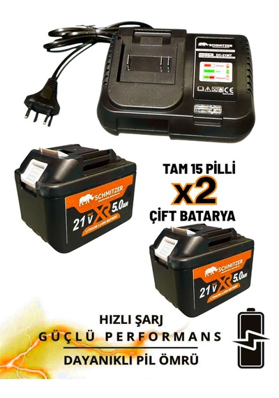 Schmıtzer Sch-9502t Pro 21v 15 Pilli Çift Akülü Kömürsüz Darbeli Vidalama 650 Nm Somun Sıkma Sökme Matkap