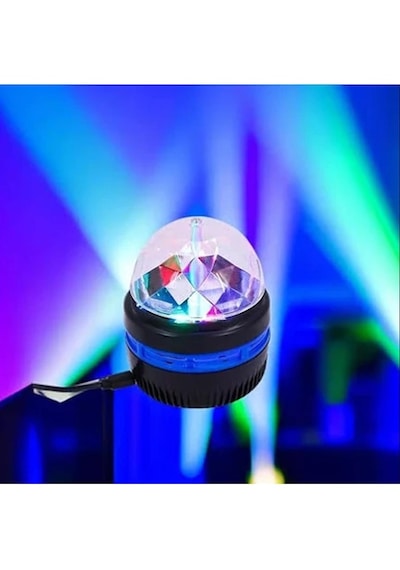 360 Dönen Led Disko Işığı Usb Renkli Gece Lambası Parti Oda Bar Kulüp Aydınlatma Siyah