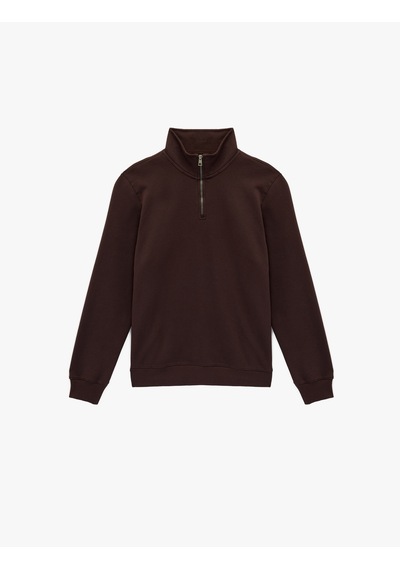 Koton Uzun Kollu Şardonlu Basic Yarım Fermuarlı Sweatshirt Mor 6wam70016mk Mor