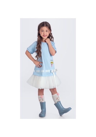 Mnk Baby & Kids Tütü Etekli Yazlık Penye Kız Çocuk Spor Elbise M00703 Mavi