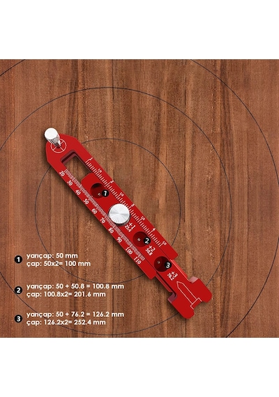 Rox Wood 0165 Ahşap için Alüminyum Dairesel İşaretleme Cetveli