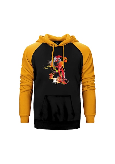 Red Basketball Between The Legs Sarı Renk Reglan Kol Kapşonlu Sweatshirt Sarı