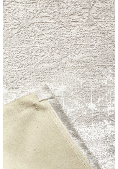 Parlak Saten Dokulu Poem Bambu Tuşe Modern Trend Halı Pm06 Beyaz Gümüş