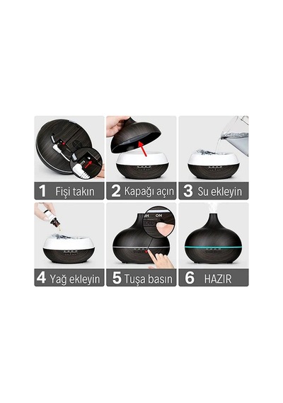Vothoon Hava Nemlendirici 7 Led Işıklı Aromatik Oda Kokusu 550 Ml Kahve Aroma Difüzörü Buhar Makinası Diğer