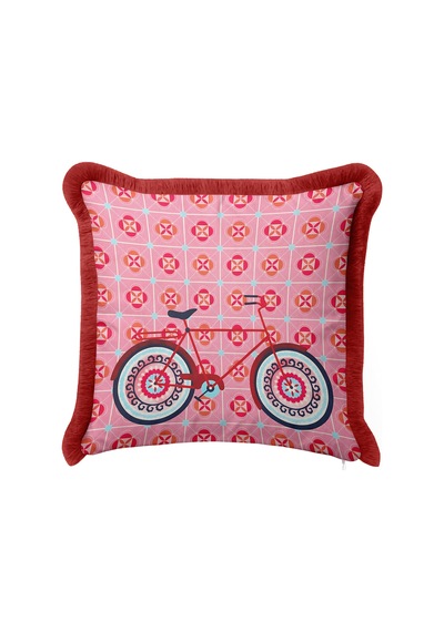 Retro Bisiklet Motifli Saçaklı Yastık Kılıfı - Nostaljik Pembe Bordo Püsküllü Kırlent Kılıfı Sakin Rota Ritüel Retro Bisiklet Motifli Saçaklı Yastık Kılıfı - Nostaljik Pembe Bordo Püsküllü Kırlent Kılıfı Sakin Rota Ritüel