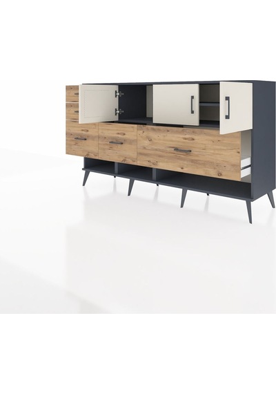 Hyperion Konsol 3 Raflı 5 Çekmeceli 3 Kapaklı 176x44x99 Antrasit- Antrasit-aytaşı/çam Hyperion Konsol 3 Raflı 5 Çekmeceli 3 Kapaklı 176x44x99 Antrasit- Antrasit-aytaşı/çam