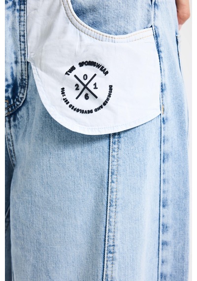 it's basic Kadın Ice Palazzo Fit Özel Tasarım Denim Jean Buz Mavi