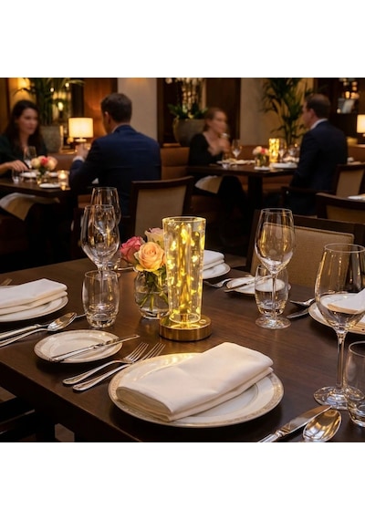 Silindirik Kristal Altın Toz Model Led Masa Lambası Gold Tabanlı, Dokunmatik, 3 Renk Işık Modlu, Şarjlı Modern Dekoratif Gece Lambası 5570 Beyaz