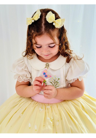 H L Y Karol Tasarım Sarı Kız Bebek Elbisesi,doğum Günü Elbisesi, Fotoğraf Çekim Elbisesi,0-12 Yaşa Uygun Sarı