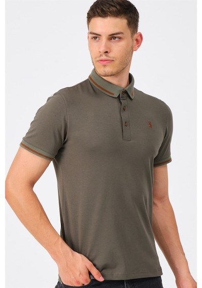 T8586 Dewberry Erkek Polo Yaka T-shırt-haki Haki