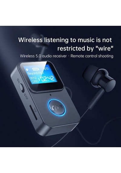 Mikro Hafıza Kart Girişli Bluetooth 5.0 Ses Alıcısı Verici Led Ekranlı Mp3 Çalar