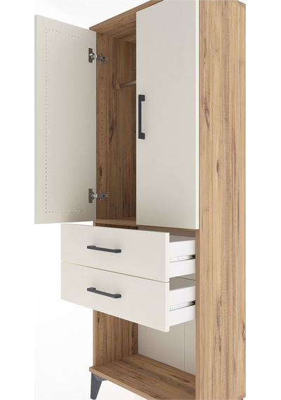 Arges Dolap Tek Raflı 2 Çekmeceli Tek Askılı 60x30x163 Çam-aytaşı Atlas Çam