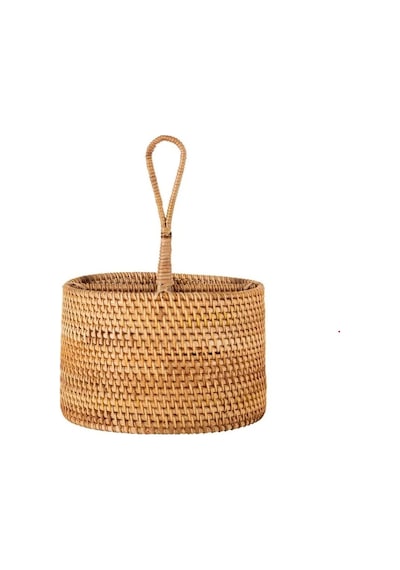 Bohem Yuvarlak Rattan Çatallık Ve Kaşıklık, Iskandinav, Modern