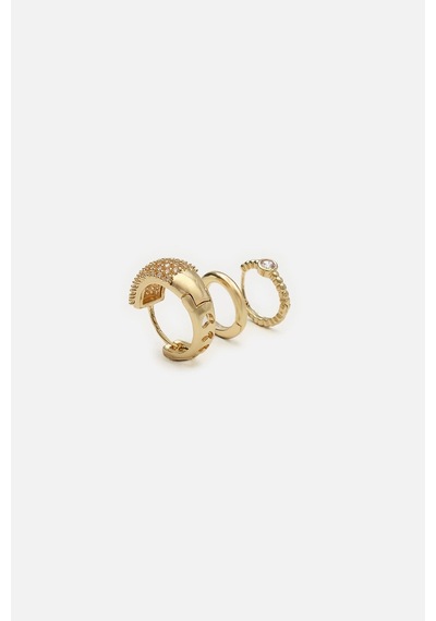Hacimli Pave Set Küpe Gold