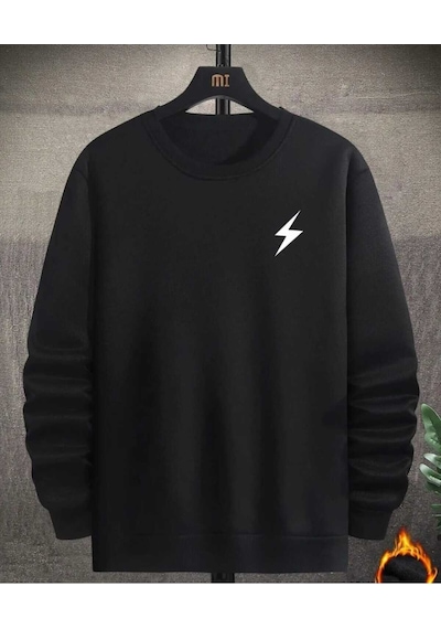 Hunors Sportswear & Company Şimşek Baskılı Unisex Model Pamuklu Bisiklet Yaka Sweatshirt SIYAH Hunors Sportswear & Company Şimşek Baskılı Unisex Model Pamuklu Bisiklet Yaka Sweatshirt SIYAH