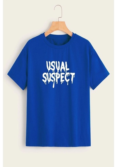 Uyguntarz Unisex Suspect Tasarım Tshirt Mavi
