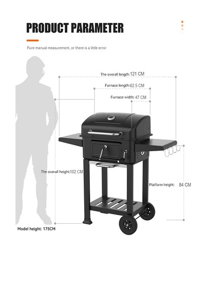 Tekerlekli Kömürlü Bbq Dökme Demir Kömürlü Mangal Fırınlı Büyük B